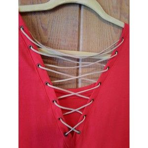 NWT Guess Suede/Leather Lace up Accent Size XL (Runs Small) Cherry Red Shade